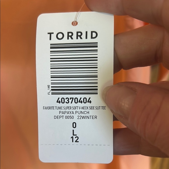 Torrid Super Soft Side Slit tunic tee papaya punch - Picture 3 of 5
